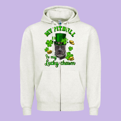 St Patricks Day My Pitbuli My Lucky Charm With Hat Zipper Hoodie Designed By Ranaportraitstore