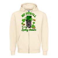 Sandshell st patricks day my pitbuli my lucky charm with hat Zipper Hoodie - RanaPortraitStore