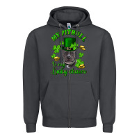 Smoke st patricks day my pitbuli my lucky charm with hat Zipper Hoodie - RanaPortraitStore