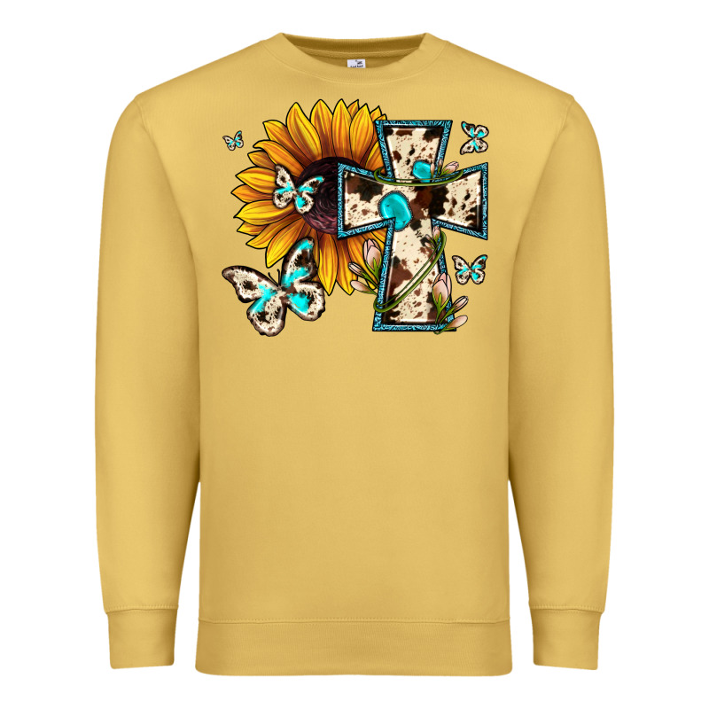 Cross With Sunflower Premium Sweatshirt by JahusDesignShop | Teevron