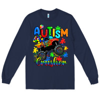 Navy autism crusher Long Sleeve Tee - RanaPortraitStore