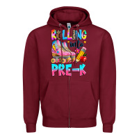 Burgundy rolling into pre k grade Zipper Hoodie - texasbilliewilder