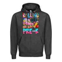 Charcoal Heather rolling into pre k grade Zipper Hoodie - texasbilliewilder