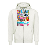 Oatmeal Heather rolling into pre k grade Zipper Hoodie - texasbilliewilder