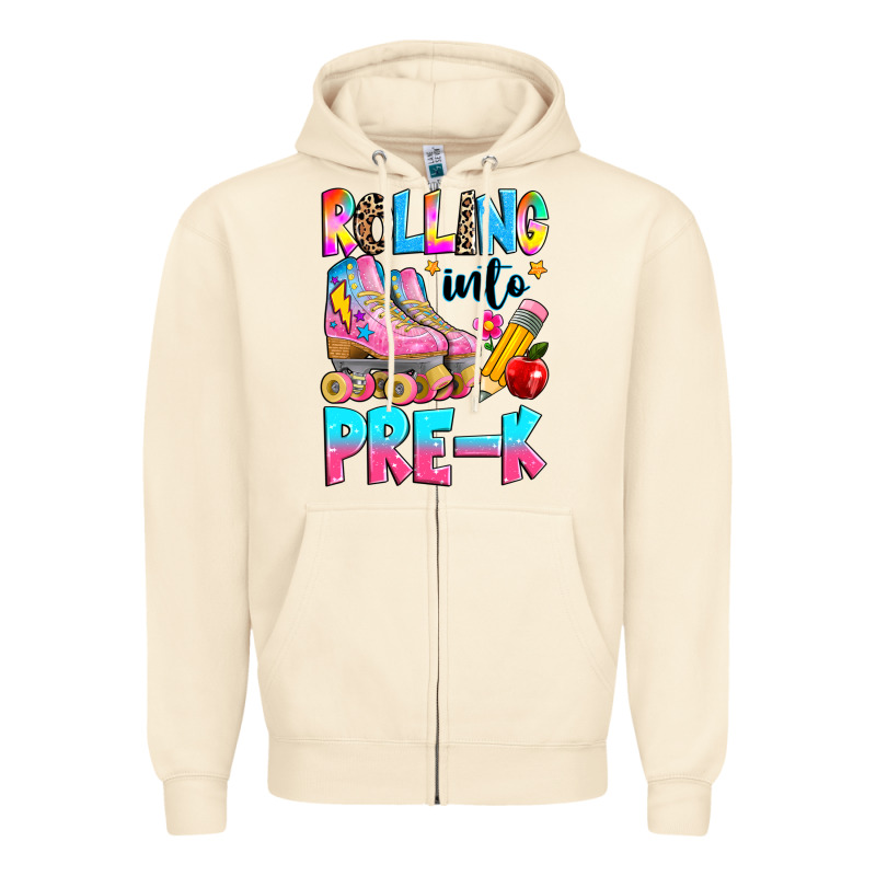 Rolling Into Pre K Grade Zipper Hoodie by texasbilliewilder | Teevron