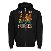 Black just a girl who loves horses Zipper Hoodie - Zillion Design Studio