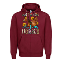Burgundy just a girl who loves horses Zipper Hoodie - Zillion Design Studio