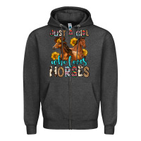 Charcoal Heather just a girl who loves horses Zipper Hoodie - Zillion Design Studio
