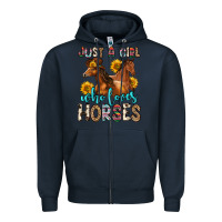 Navy just a girl who loves horses Zipper Hoodie - Zillion Design Studio