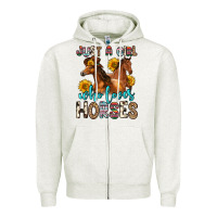Oatmeal Heather just a girl who loves horses Zipper Hoodie - Zillion Design Studio