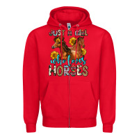 Red just a girl who loves horses Zipper Hoodie - Zillion Design Studio