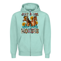 Seafoam just a girl who loves horses Zipper Hoodie - Zillion Design Studio