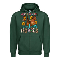 Sports Green just a girl who loves horses Zipper Hoodie - Zillion Design Studio