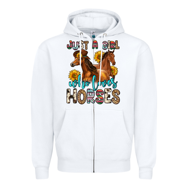 Just A Girl Who Loves Horses Zipper Hoodie by Zillion Design Studio | Teevron