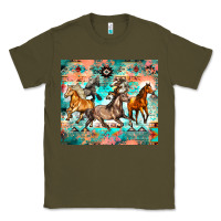 Army Green western running horses Classic Tee - Zillion Design Studio