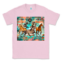 Bubblegum Pink western running horses Classic Tee - Zillion Design Studio