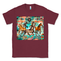 Burgundy western running horses Classic Tee - Zillion Design Studio