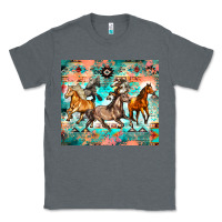 Charcoal Heather western running horses Classic Tee - Zillion Design Studio