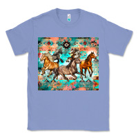 Colony Blue western running horses Classic Tee - Zillion Design Studio