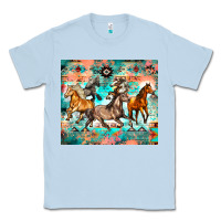 Dusty Blue western running horses Classic Tee - Zillion Design Studio