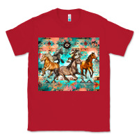 Red western running horses Classic Tee - Zillion Design Studio