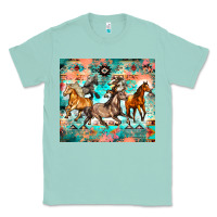 Seafoam western running horses Classic Tee - Zillion Design Studio