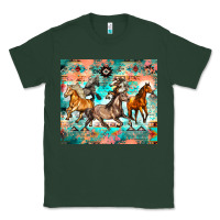 Sports Green western running horses Classic Tee - Zillion Design Studio