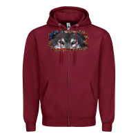 Burgundy wolf eyes american flag Zipper Hoodie - RanaPortraitStore