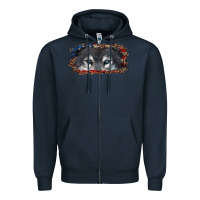 Navy wolf eyes american flag Zipper Hoodie - RanaPortraitStore