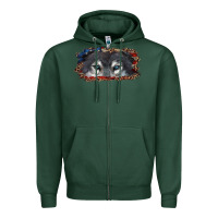 Sports Green wolf eyes american flag Zipper Hoodie - RanaPortraitStore