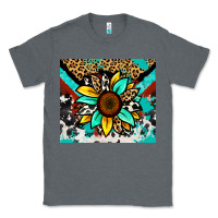 Charcoal Heather turquoise gemstone sunflower Classic Tee - Zillion Design Studio