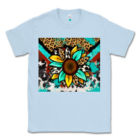Dusty Blue turquoise gemstone sunflower Classic Tee - Zillion Design Studio