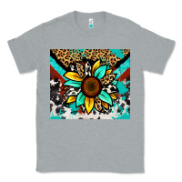 Heather Grey turquoise gemstone sunflower Classic Tee - Zillion Design Studio