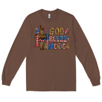 Chestnut god  bless america with cross Long Sleeve Tee - RanaPortraitStore