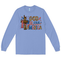 Colony Blue god  bless america with cross Long Sleeve Tee - RanaPortraitStore