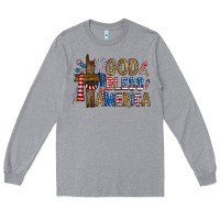 Heather Grey god  bless america with cross Long Sleeve Tee - RanaPortraitStore