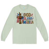 Matcha god  bless america with cross Long Sleeve Tee - RanaPortraitStore