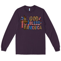 Plum god  bless america with cross Long Sleeve Tee - RanaPortraitStore