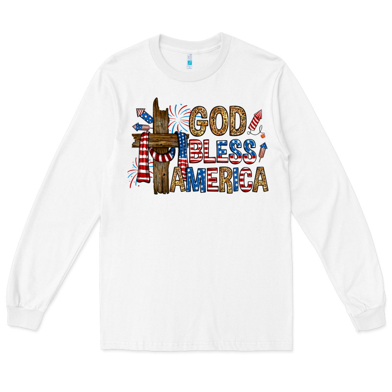 God  Bless America With Cross Long Sleeve Tee by RanaPortraitStore | Teevron