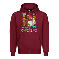 Burgundy just a girl who loves chickens Zipper Hoodie - Zillion Design Studio