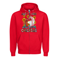 Red just a girl who loves chickens Zipper Hoodie - Zillion Design Studio