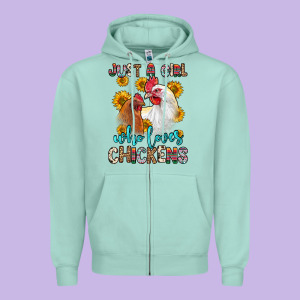 Just A Girl Who Loves Chickens Zipper Hoodie Designed By Zillion Design Studio