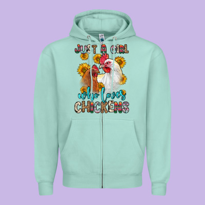 Just A Girl Who Loves Chickens Zipper Hoodie Designed By Zillion Design Studio