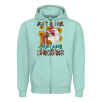 Seafoam just a girl who loves chickens Zipper Hoodie - Zillion Design Studio