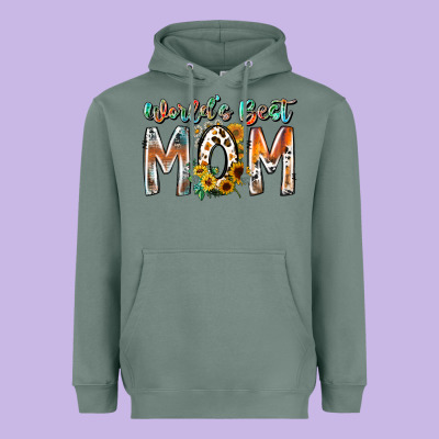World Is Best Mom Heavyweight Hoodie Designed By Racoondesign