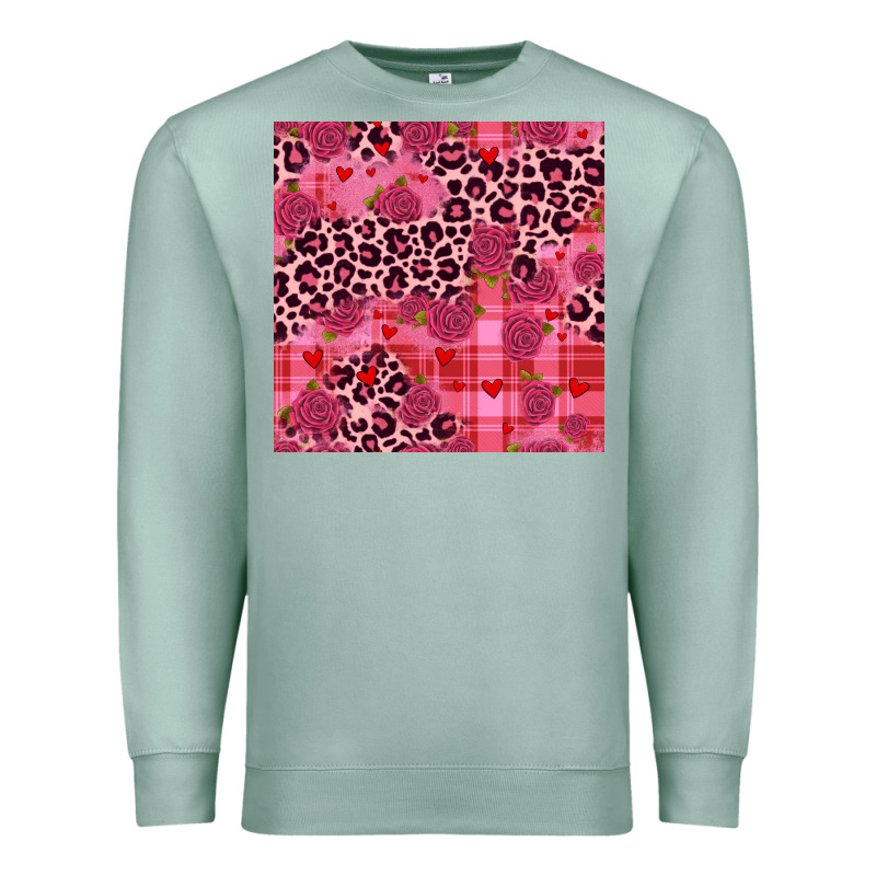 Valentines Day Roses Leopard Seamless Pattern Premium Sweatshirt by JahusDesignShop | Teevron