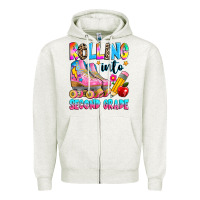Oatmeal Heather rolling into second grade Zipper Hoodie - texasbilliewilder