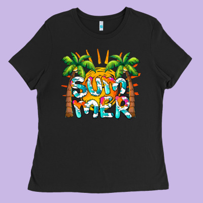 Summer Waves And Sun Ladies Tee Designed By Barkaloodesign