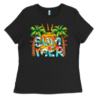 Black summer waves and sun Ladies Tee - BarkalooDesign