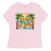 Bubblegum Pink summer waves and sun Ladies Tee - BarkalooDesign